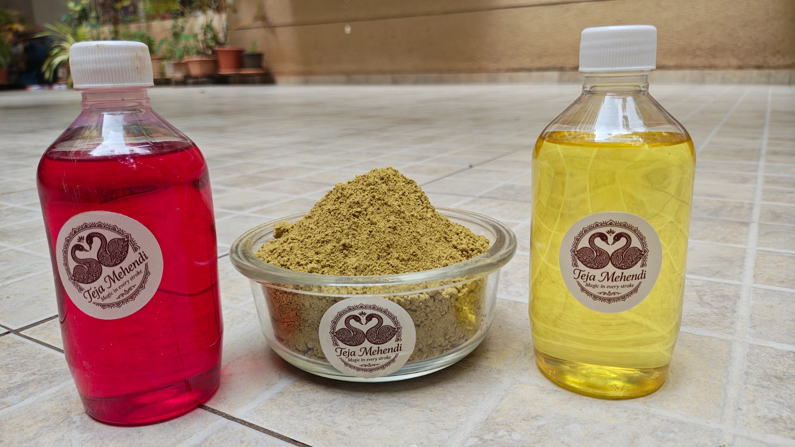 Henna powder and enhancer oils